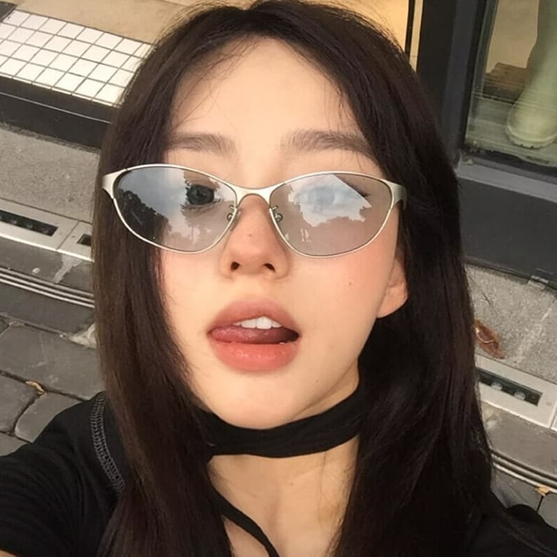 Солнцезащитные очки VINEY Металлические солнцезащитные очки с узором "Кошачий глаз" унисекс - изображение 4