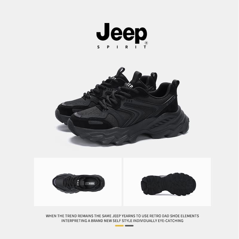 Кроссовки JEEP SPIRIT Black Myth Амортизация Износостойкий Легкий Лоу-топы Массивные кроссовки Мужской Черный воин - изображение 11
