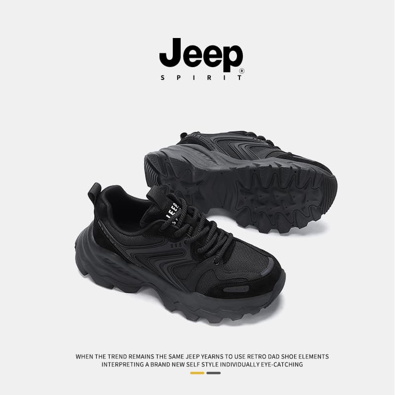 Кроссовки JEEP SPIRIT Black Myth Амортизация Износостойкий Легкий Лоу-топы Массивные кроссовки Мужской Черный воин - изображение 10