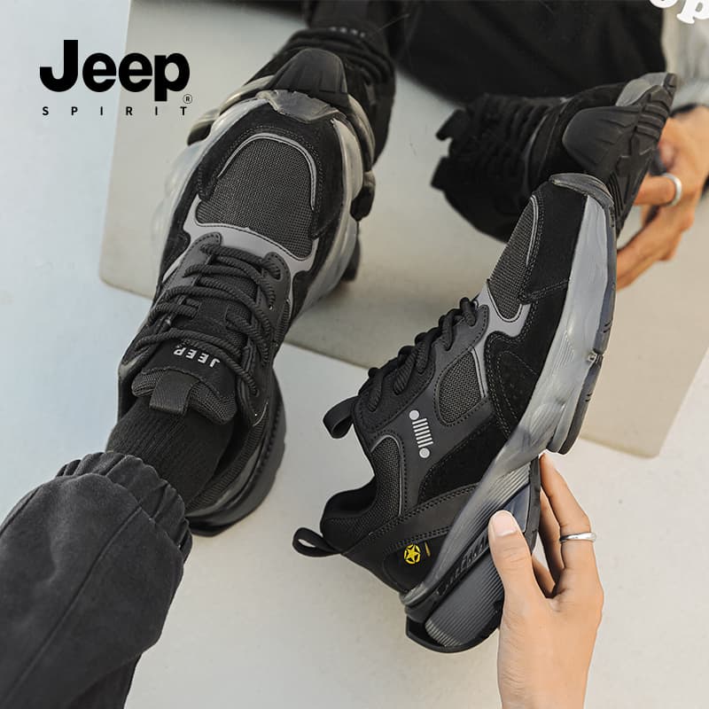 Кроссовки JEEP SPIRIT Black Myth Амортизация Устойчивость к износу Легкий Противоскользящий Низкий Топ Массивные кроссовки Мужские - изображение 9
