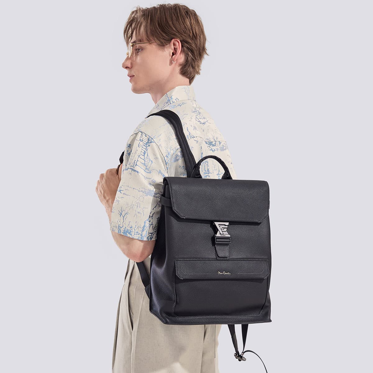 Рюкзак PIERRE CARDIN Рюкзак из коровьей кожи Стандартный (Standard) Мужской Черный - изображение 4