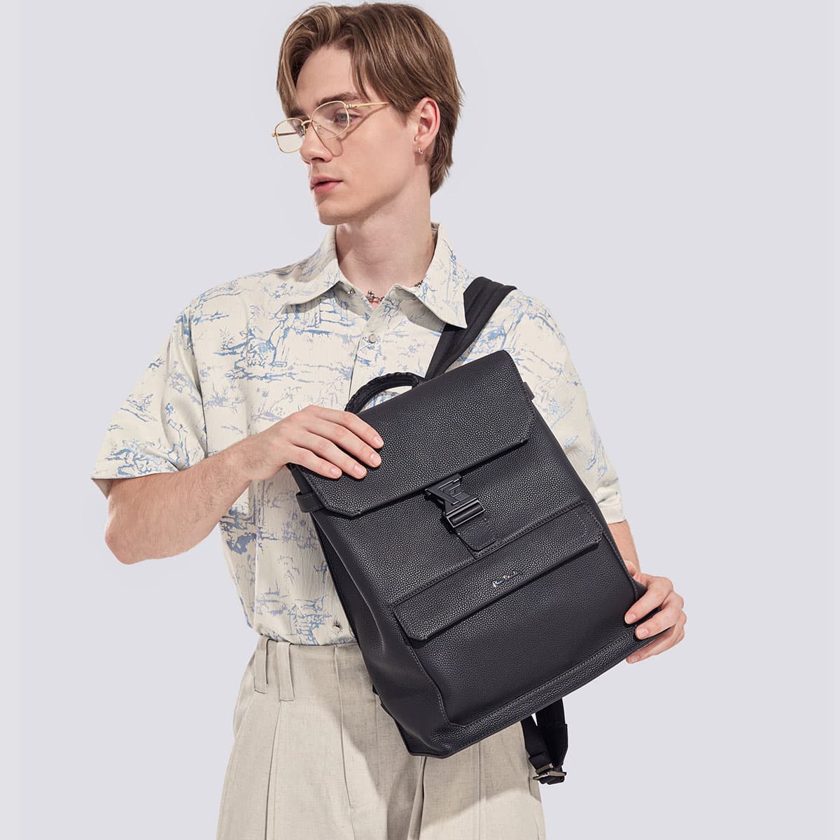 Рюкзак PIERRE CARDIN Рюкзак из коровьей кожи Стандартный (Standard) Мужской Черный - изображение 5