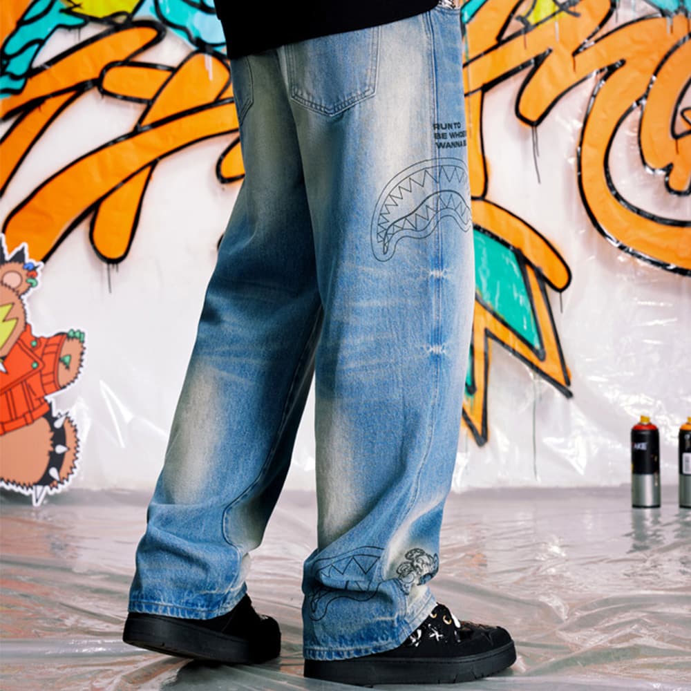 Штаны SPRAYGROUND Джинсы унисекс синий цвет джинсовая ткань - изображение 5