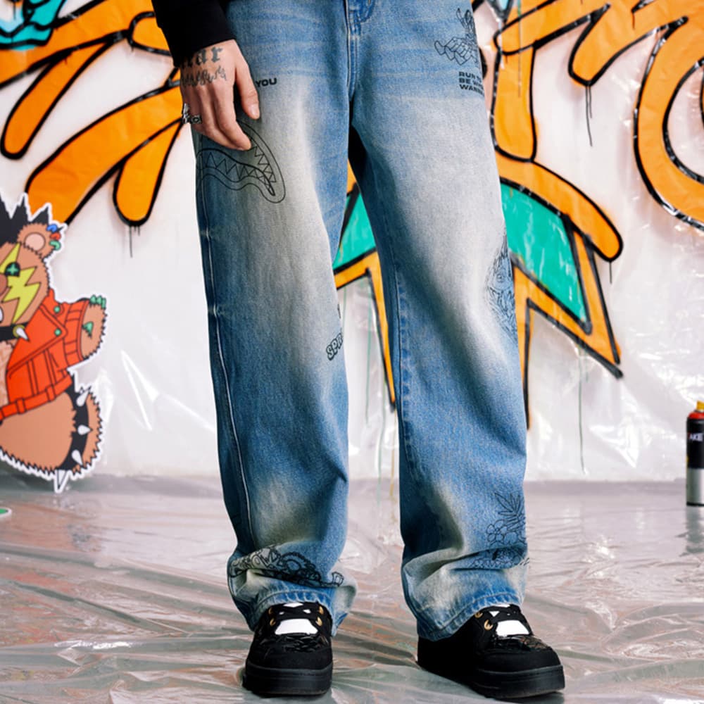 Штаны SPRAYGROUND Джинсы унисекс синий цвет джинсовая ткань - изображение 3