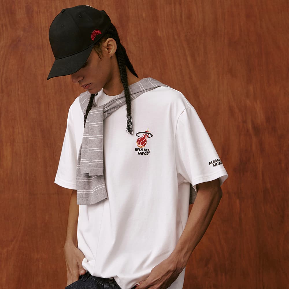 Футболка SPRAYGROUND | NBA HWC Miami Heat - Натуральный белый Мужские футболки - изображение 5