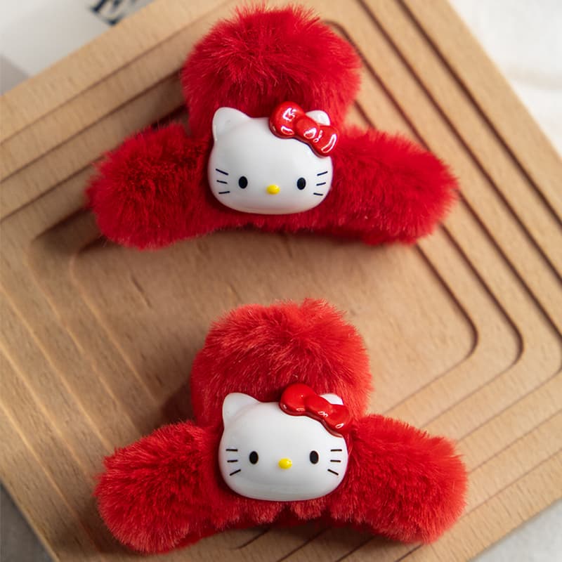 Заколка Sanrio Хелло Китти Заколка для волос Плюшевый Акрил Женский Маленький Большой Заколка-краб - изображение 6