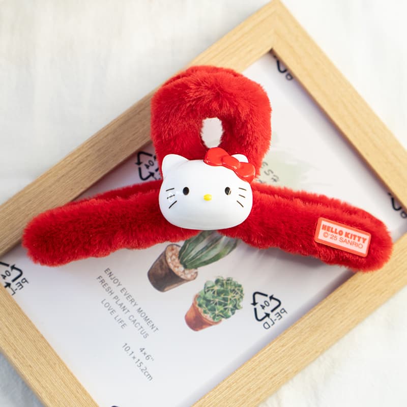 Заколка Sanrio Хелло Китти Заколка для волос Плюшевый Акрил Женский Маленький Большой Заколка-краб - изображение 8
