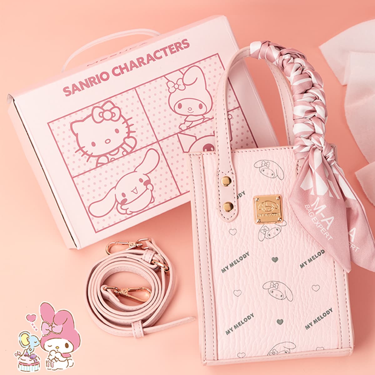 Сумка Sanrio My Melody Синтетическая кожа Сумка Средняя Женская Розовая - изображение 2