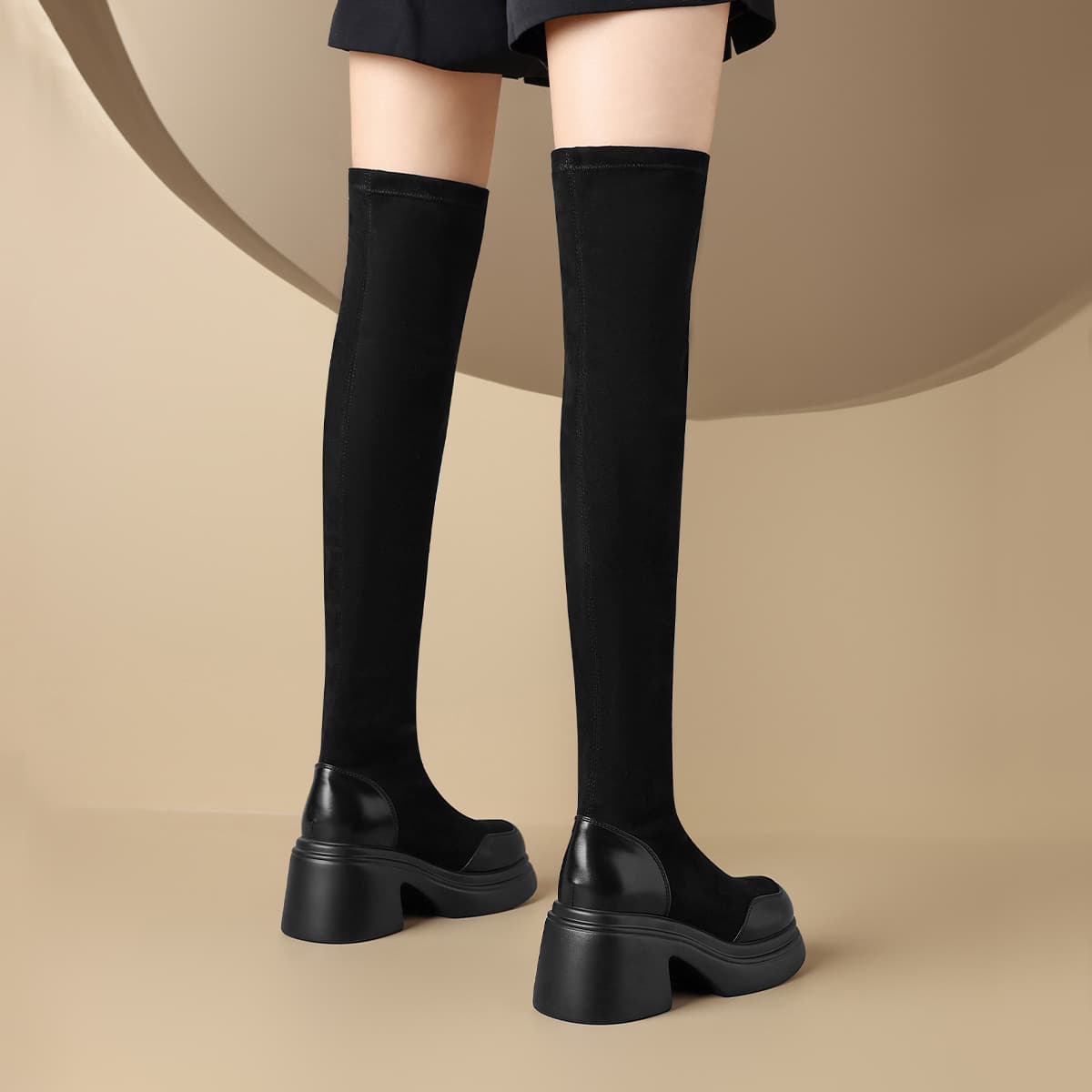 Ботинки ZHR Over The Knee Boots 7,5cm Женские Черные - изображение 7