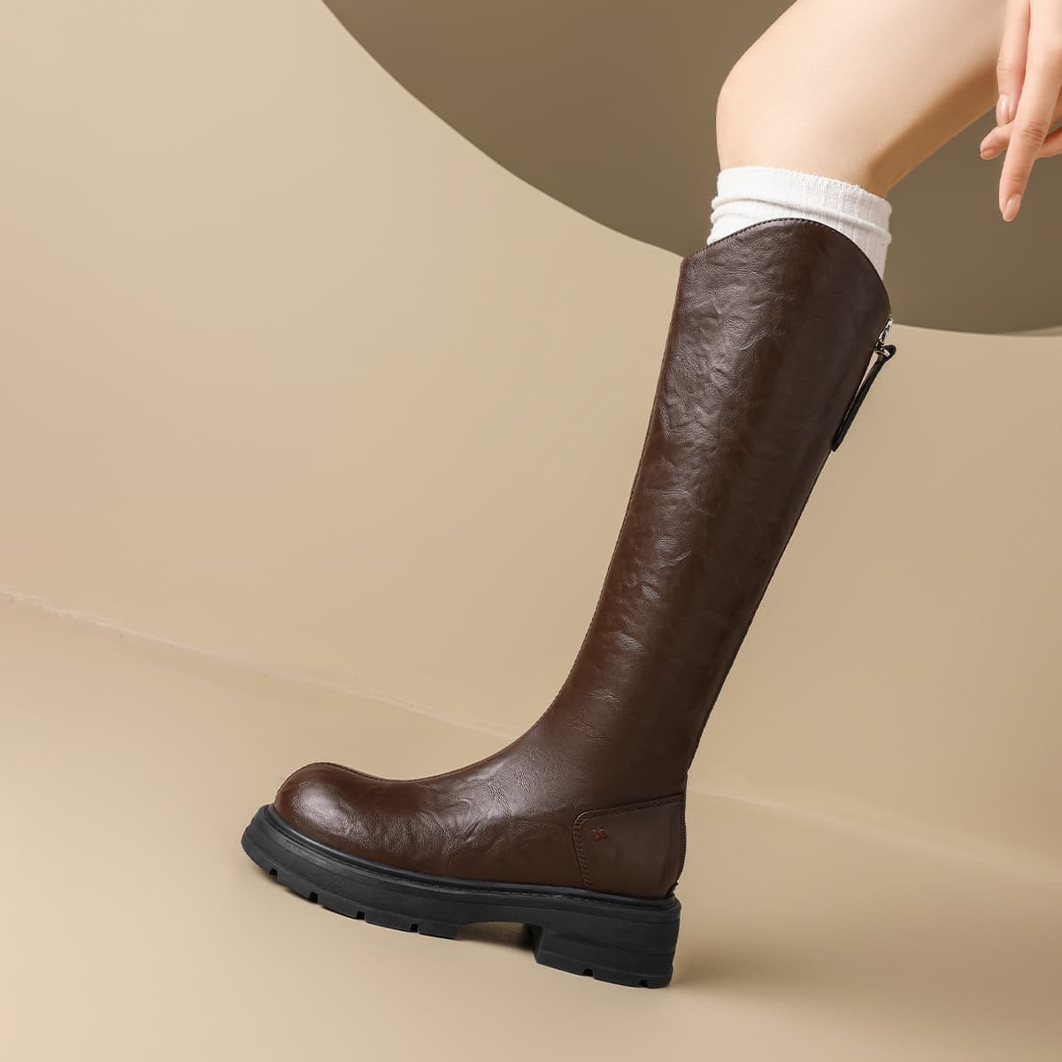 Ботинки ZHR Колено Высокие сапоги 4,5 см Женские - изображение 6