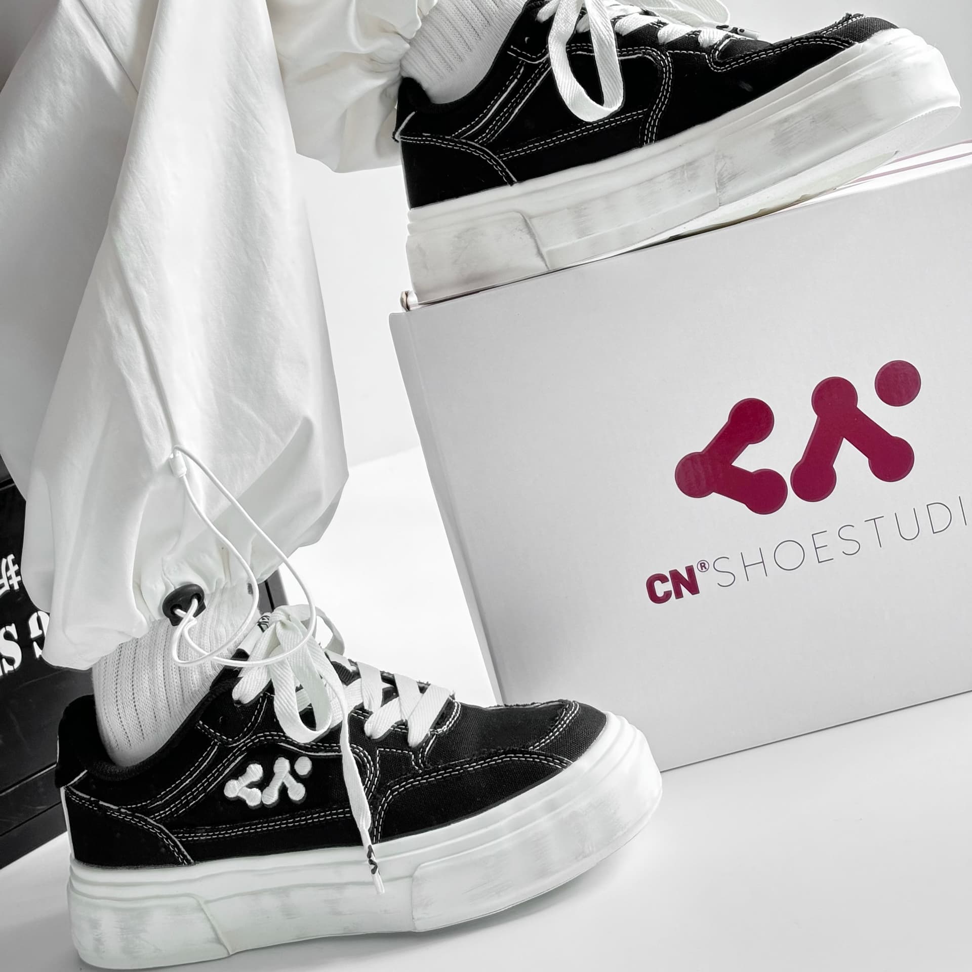 Кроссовки Размер CN Платформа 5cm Low Топ Скейтборд Обувь Унисекс Черный - изображение 5