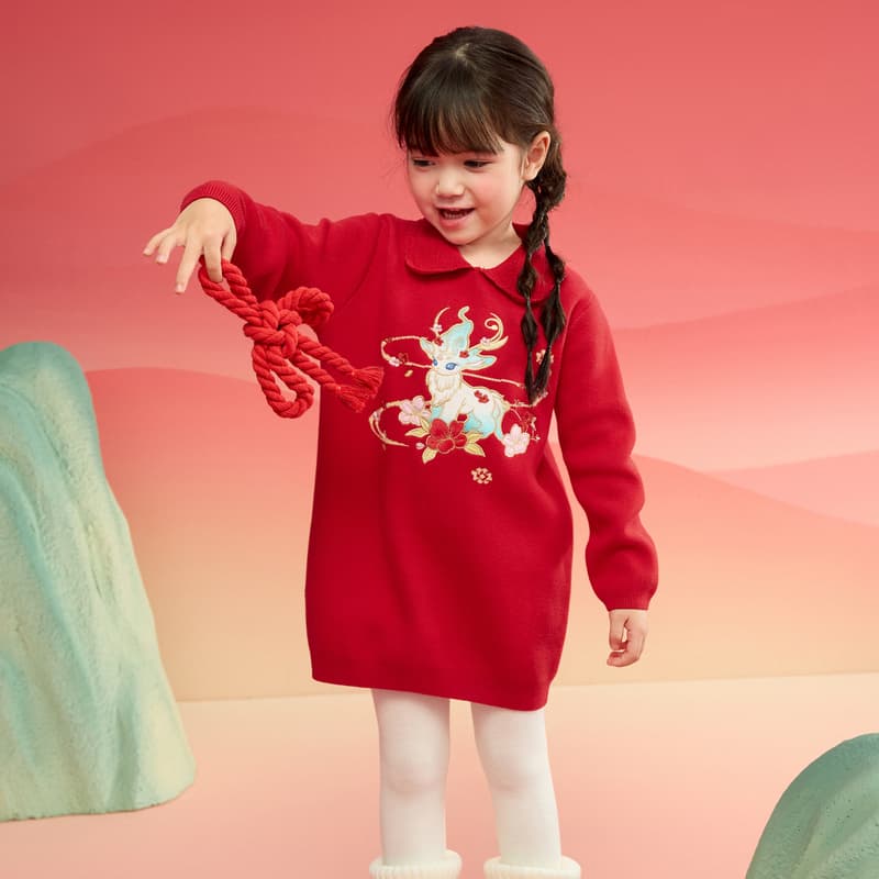BALABALA Платье Китай Красный для детей 3-7 лет - изображение 3