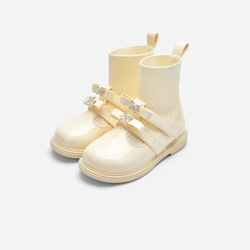Balabala Детские кожаные сапоги High Top Ecru 10301 Дошкольный - изображение 5