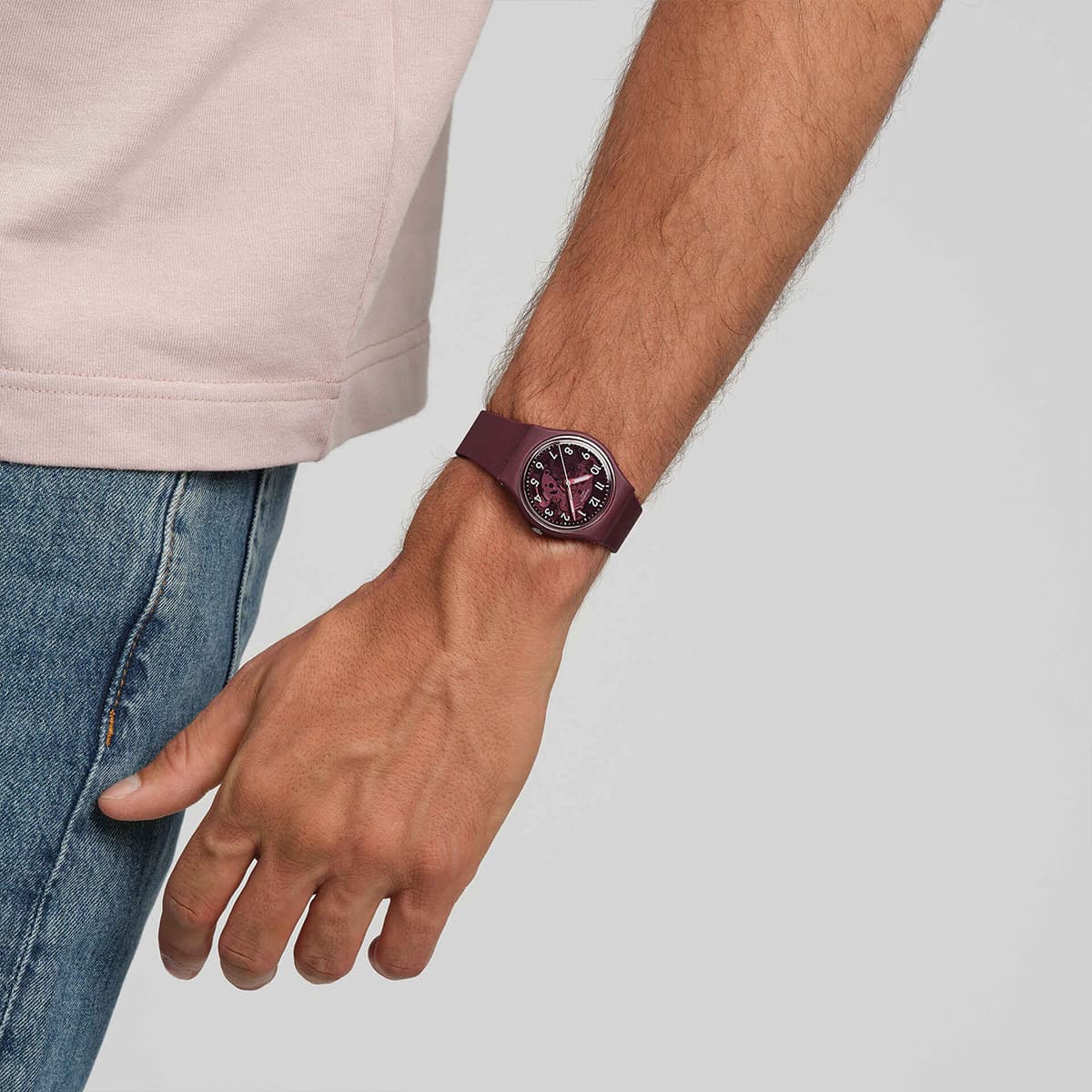 Часы Swatch Quartz Мужские часы с кварцевым механизмом красный циферблат корпус из биоразлагаемого материала чехол для часов - изображение 4