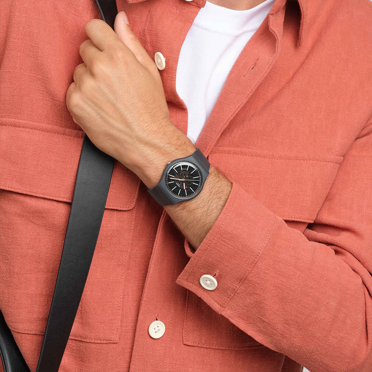 Часы Swatch Quartz Механизм Мужские Часы 41 мм Серый Циферблат Биоразлагаемый Материал Ремешок - изображение 5