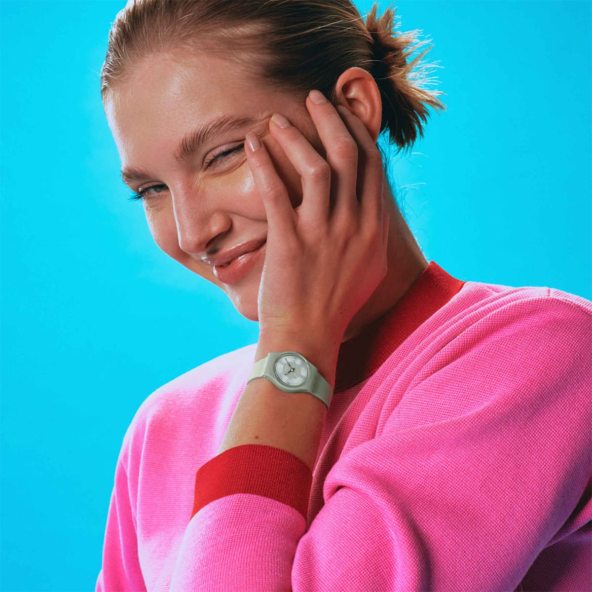 Часы SWATCH Lady Collection Кварцевый механизм Женские часы Зеленый циферблат Пластиковый корпус Часы Пластиковая шнуровка - изображение 4