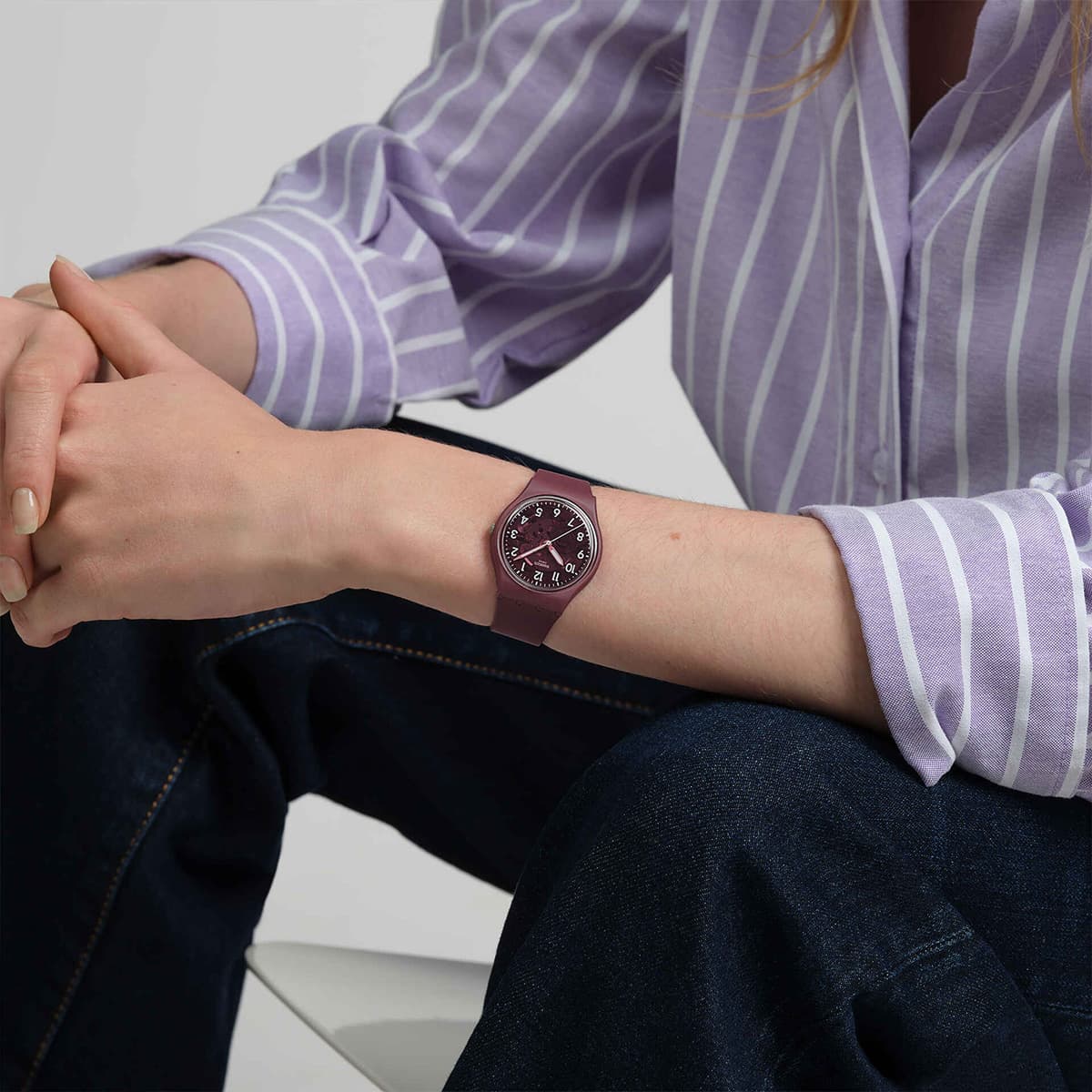 Часы Swatch Quartz Мужские часы с кварцевым механизмом красный циферблат корпус из биоразлагаемого материала чехол для часов - изображение 5