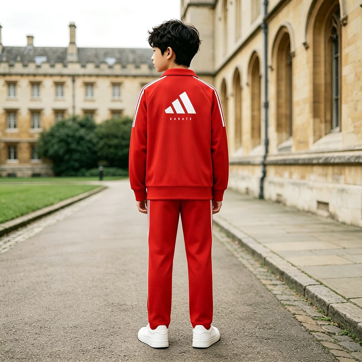 Adidas Спортивный Костюм Красный Белый Детский - изображение 5
