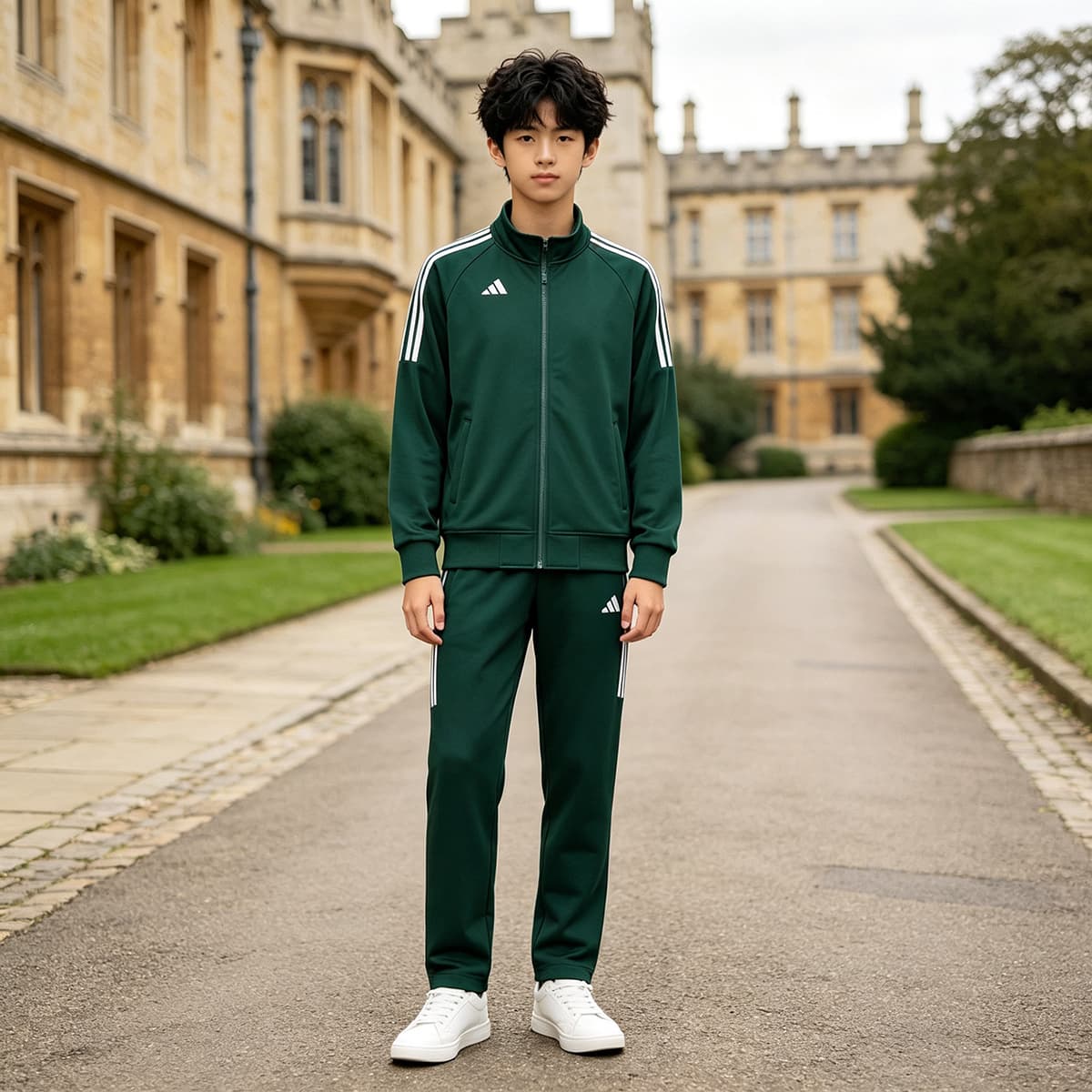Adidas Спортивный костюм темно-зеленый белый для детей - изображение 4