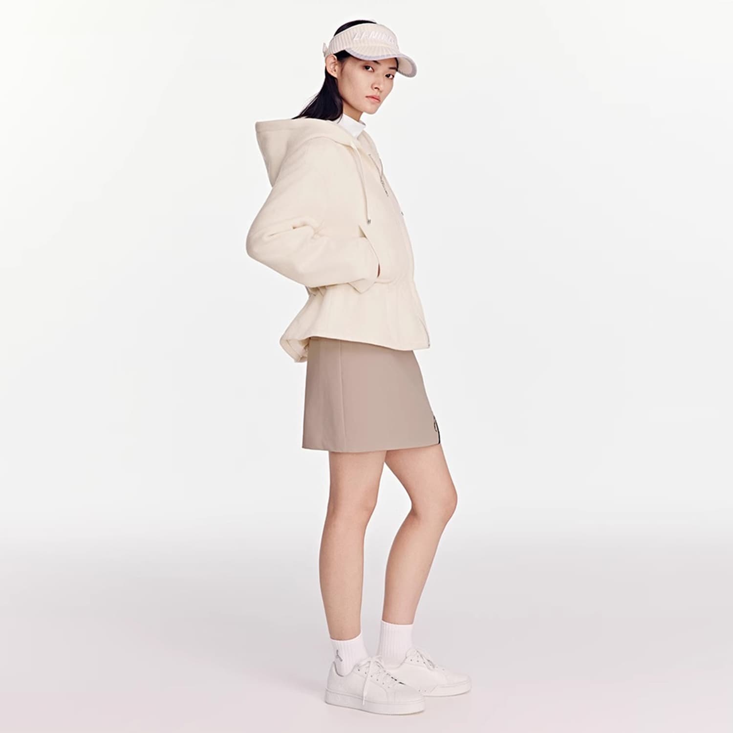 Кофта LI NING 1990 Classic Collection С капюшоном Пальто Женские Сливочный - изображение 4