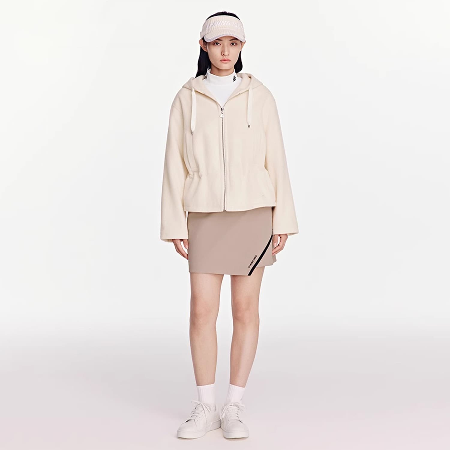 Кофта LI NING 1990 Classic Collection С капюшоном Пальто Женские Сливочный - изображение 3