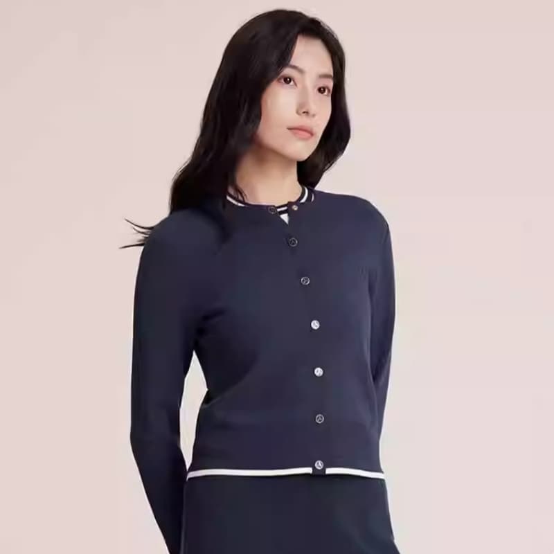 Кофта LI-NING 1990 Club Series Однобортный Мягкий Минималистичный Классический Модный Длинный Рукав Женский Свитер - изображение 3