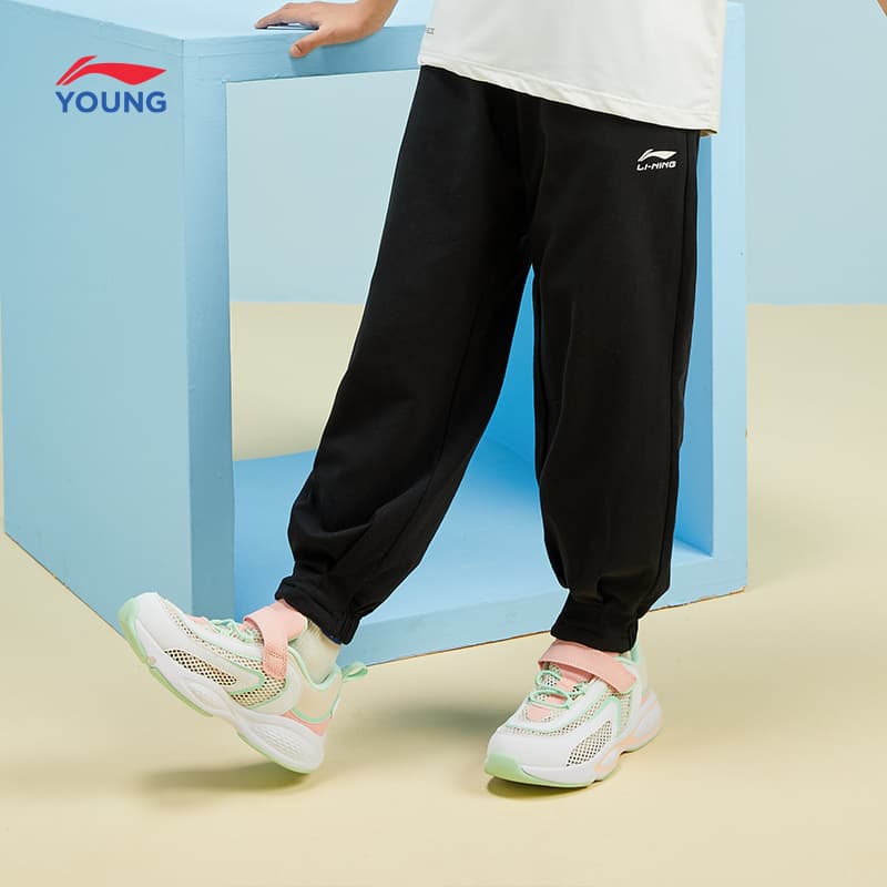 Li NING Young Спортивные трикотажные брюки Sports Life Collection Черный Детский - изображение 5