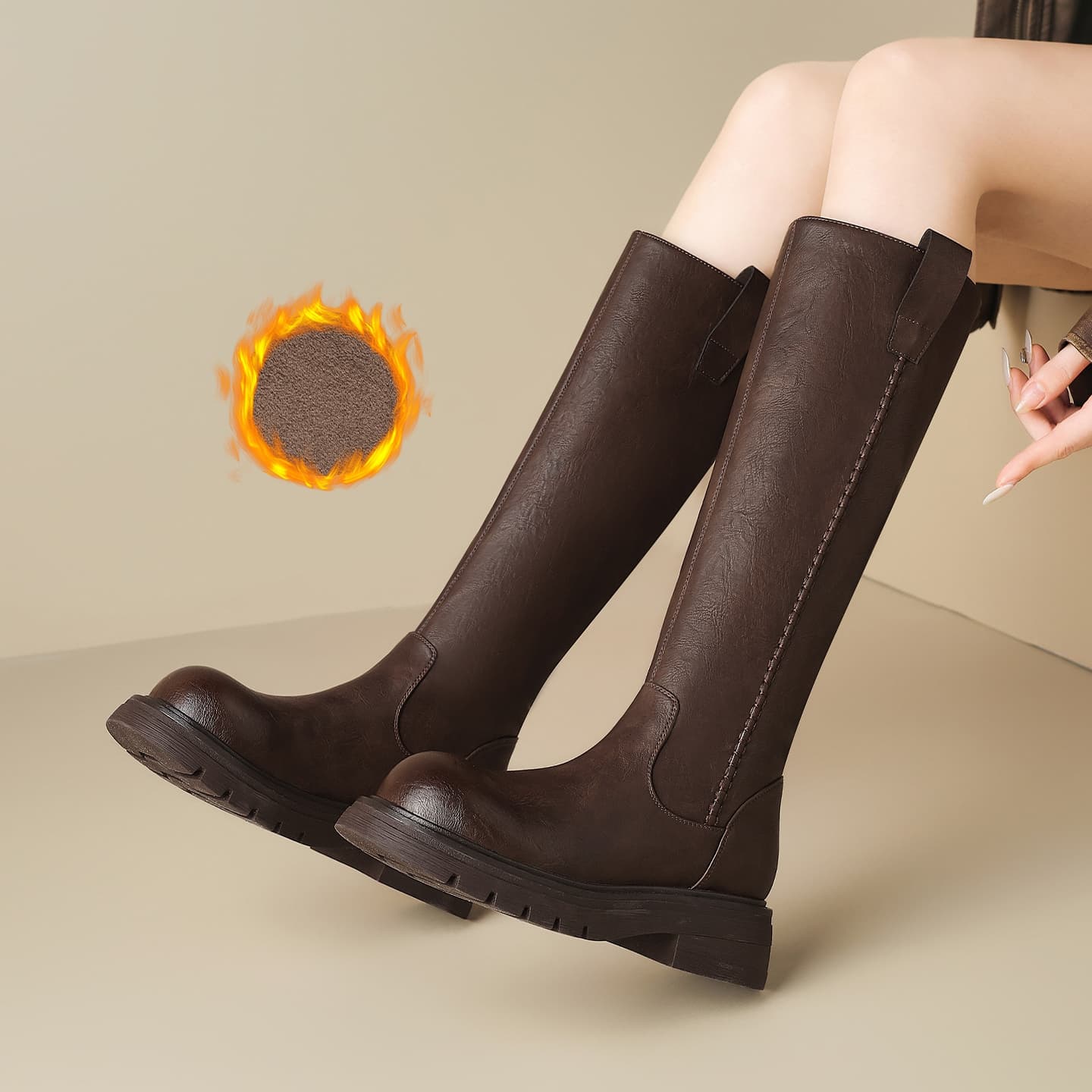 Ботинки ZHR Колено Высокие сапоги 4CM Женские - изображение 3