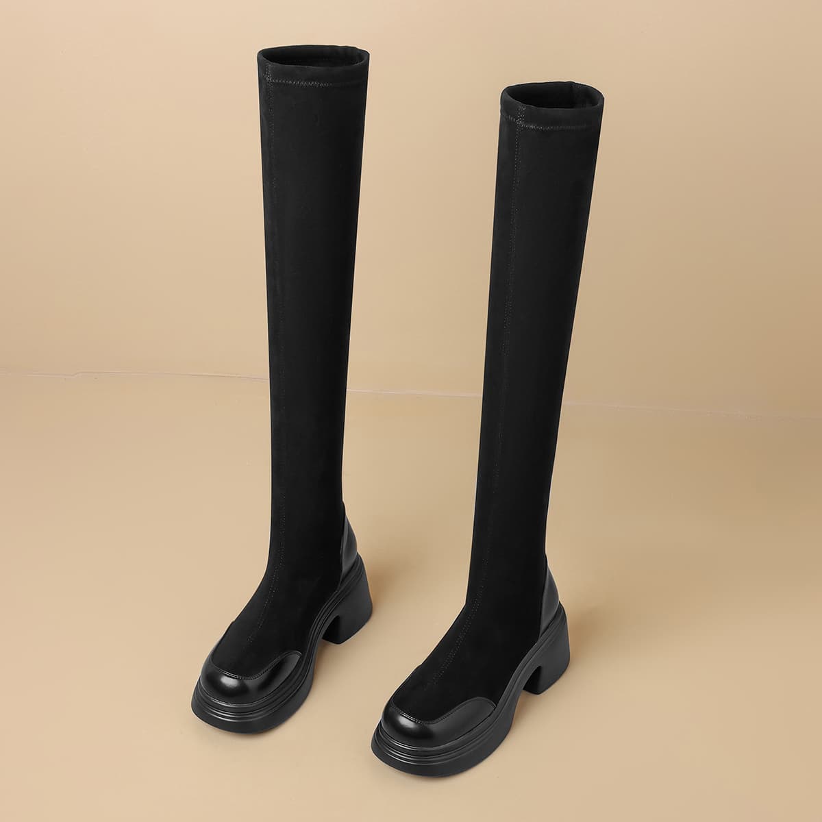 Ботинки ZHR Over The Knee Boots 7,5cm Женские Черные - изображение 8