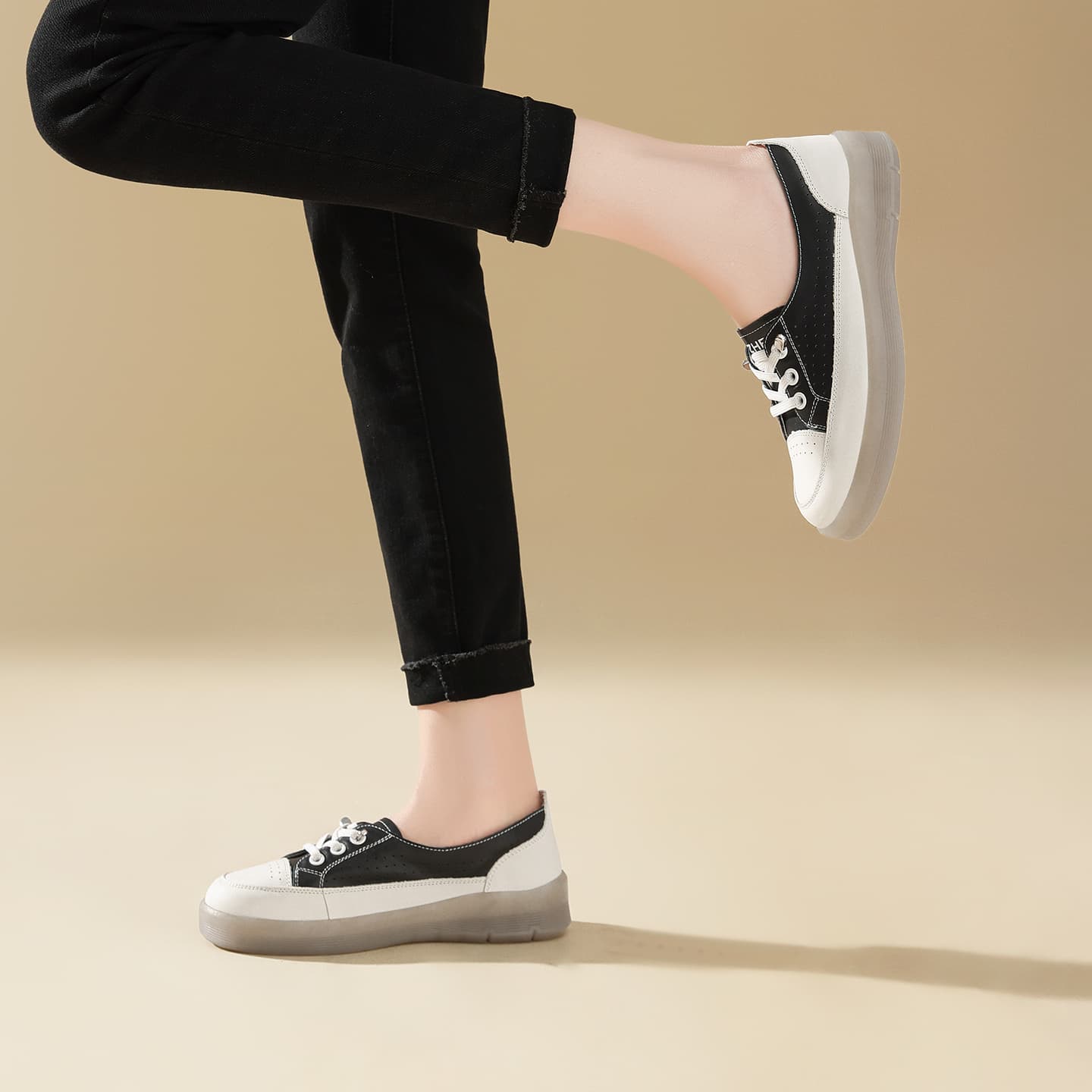 Кроссовки ZHR Коровья кожа визуально увеличивает рост Повседневная обувь Женская - изображение 4
