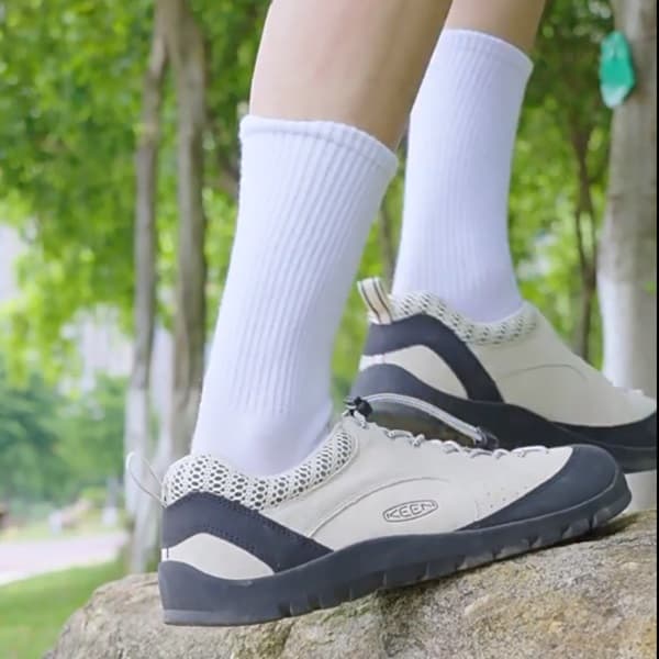Кроссовки Keen JASPER ROCKS SP Кожа Текстиль Устойчивый к истиранию Дышащий Низкий верх Уличная обувь Мужская Бежевый Черный - изображение 6