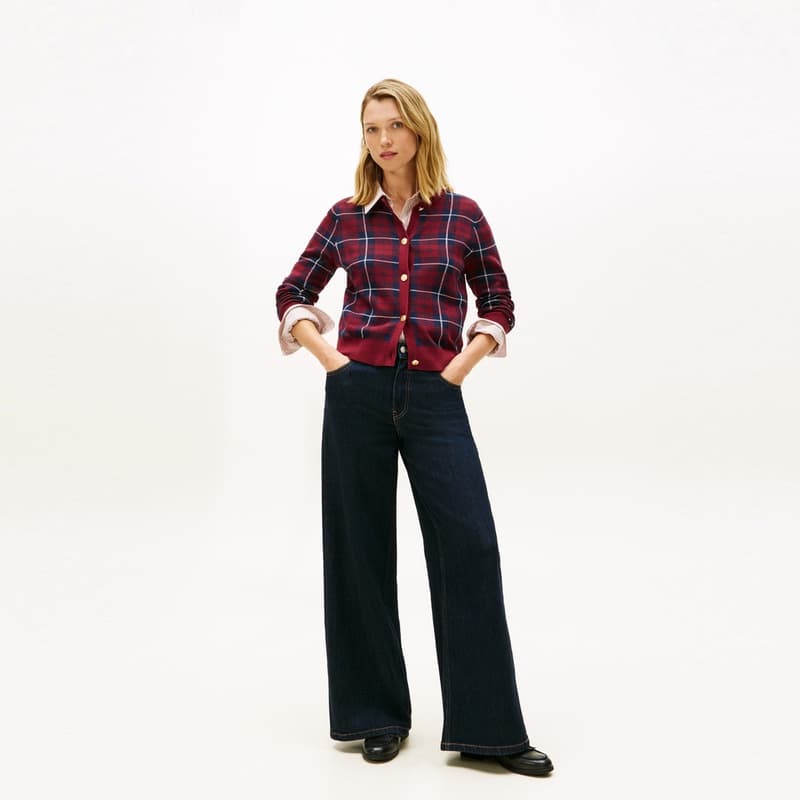 Кофта Tommy Hilfiger Красная клетка 0KX Женские Трикотаж - изображение 3