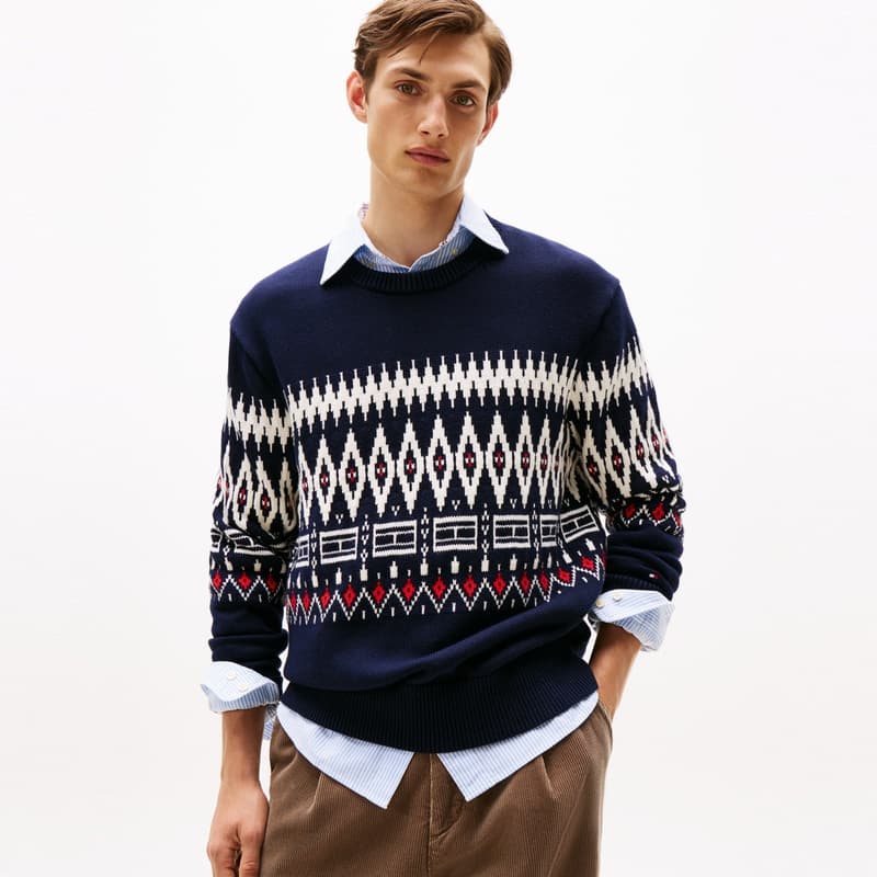 Tommy Hilfiger Темно-синий Синий С принтом 0A4 Мужской Трикотаж - изображение 3