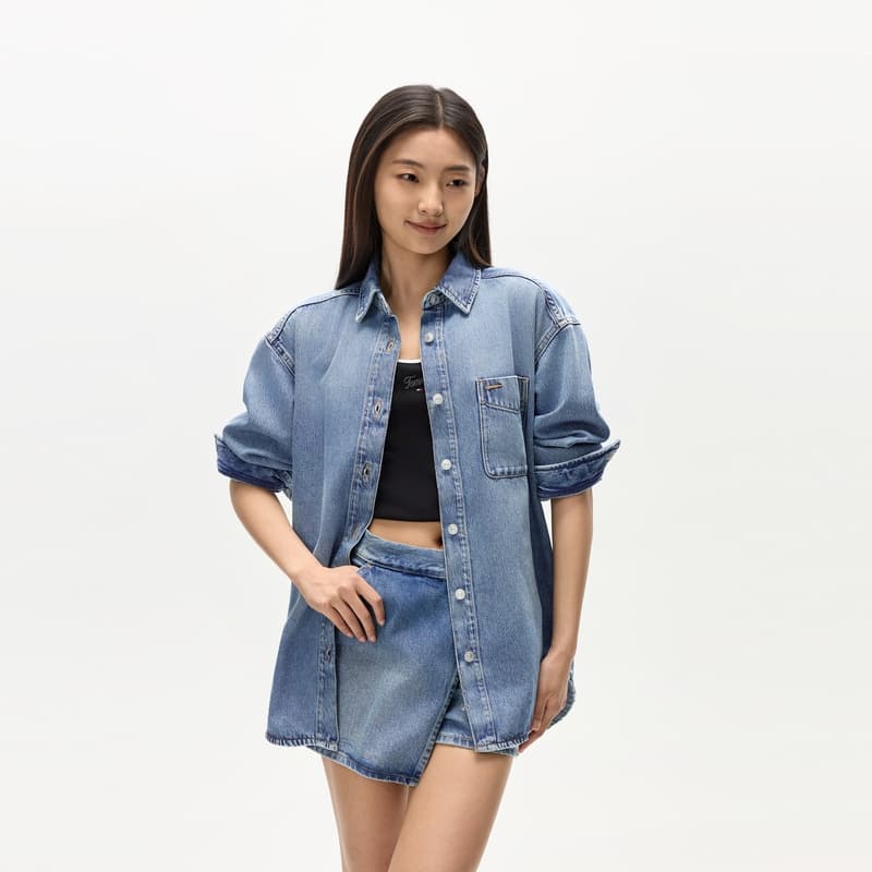 Блузка Tommy Hilfiger Рубашка Женская Джинсовая Синяя 1AB - изображение 3