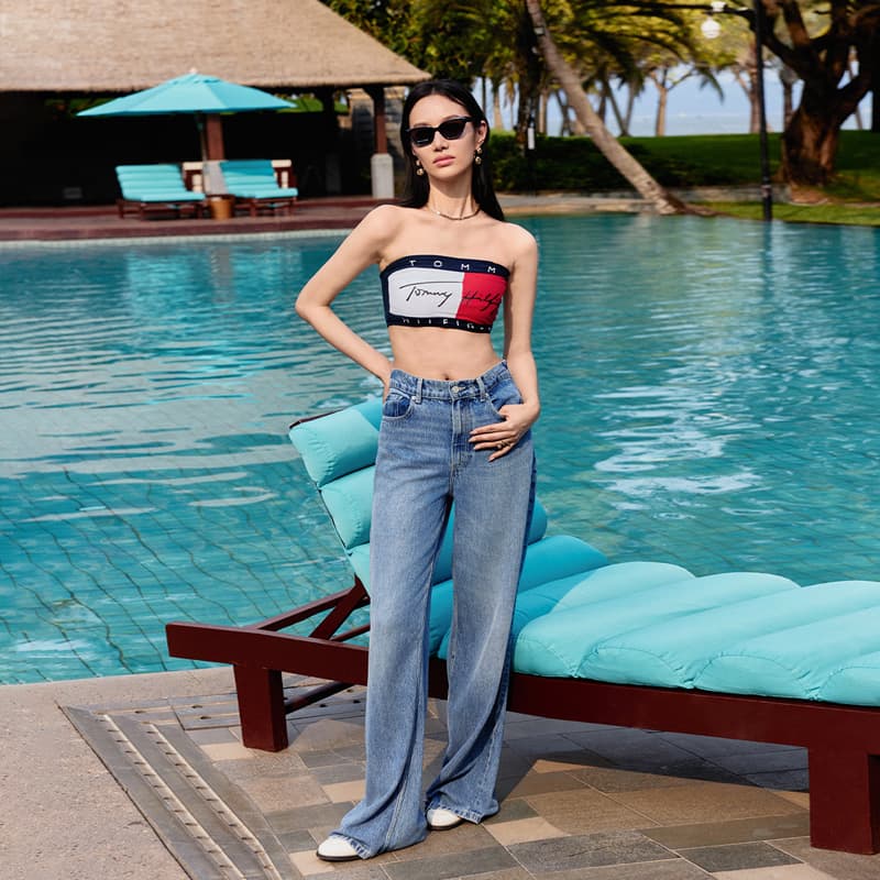 Tommy Hilfiger Без бретелей Топ Женский Белый Красный Темно-синий C1G - изображение 4