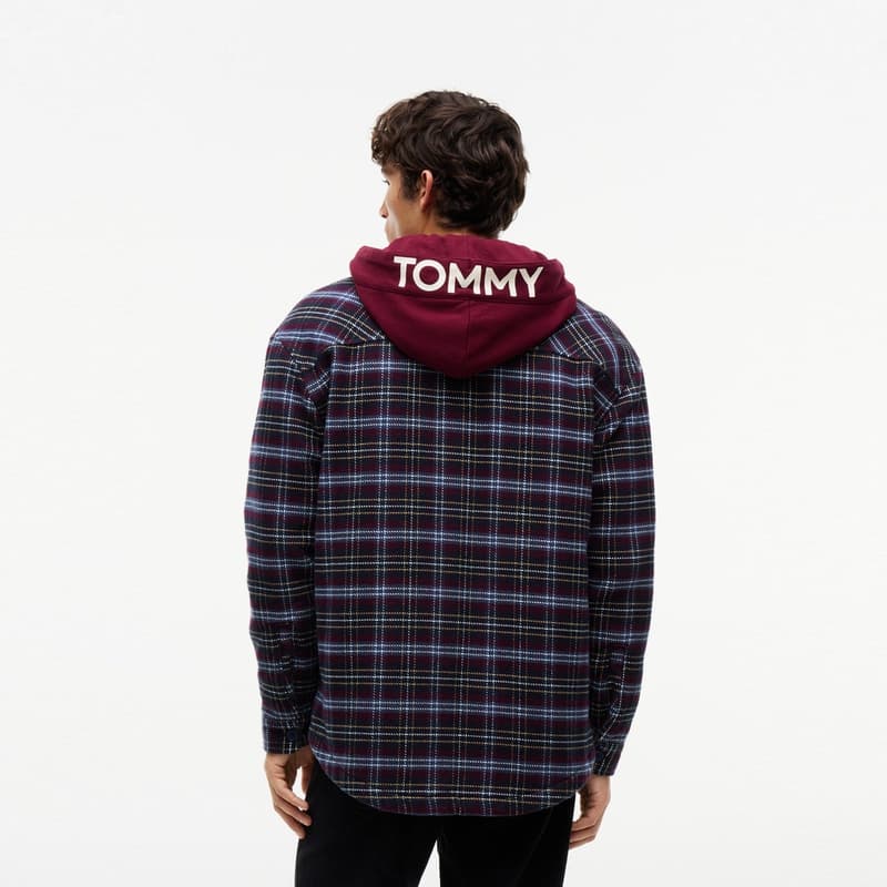 Зимняя куртка пуховик Tommy Hilfiger Бордовый Темно-Синий Клетка 0QM Мужская Синтепоновая Куртка - изображение 4