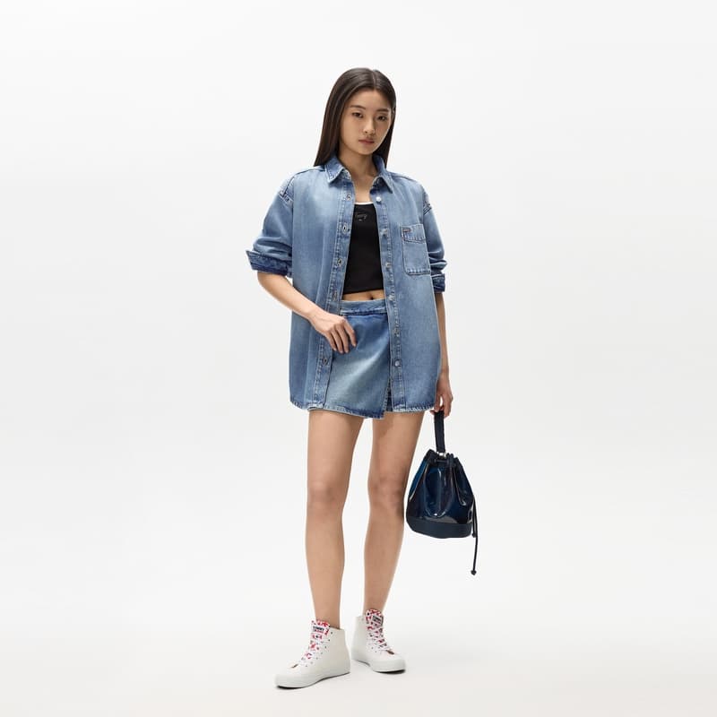 Блузка Tommy Hilfiger Рубашка Женская Джинсовая Синяя 1AB - изображение 5