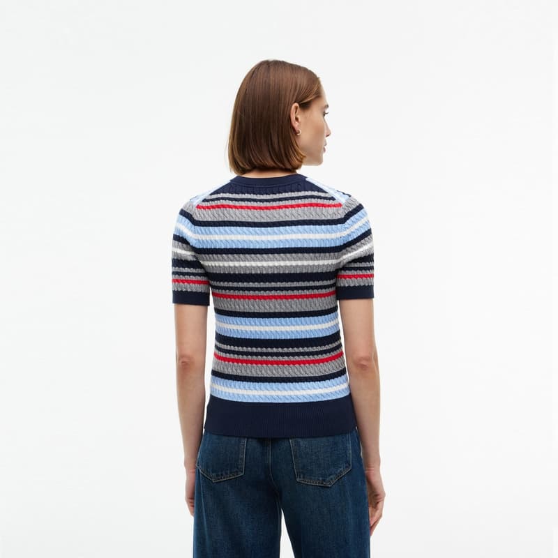 Кофта Tommy Hilfiger Синий Серый Многоцветные Полосы 0CX Женский Трикотаж - изображение 4