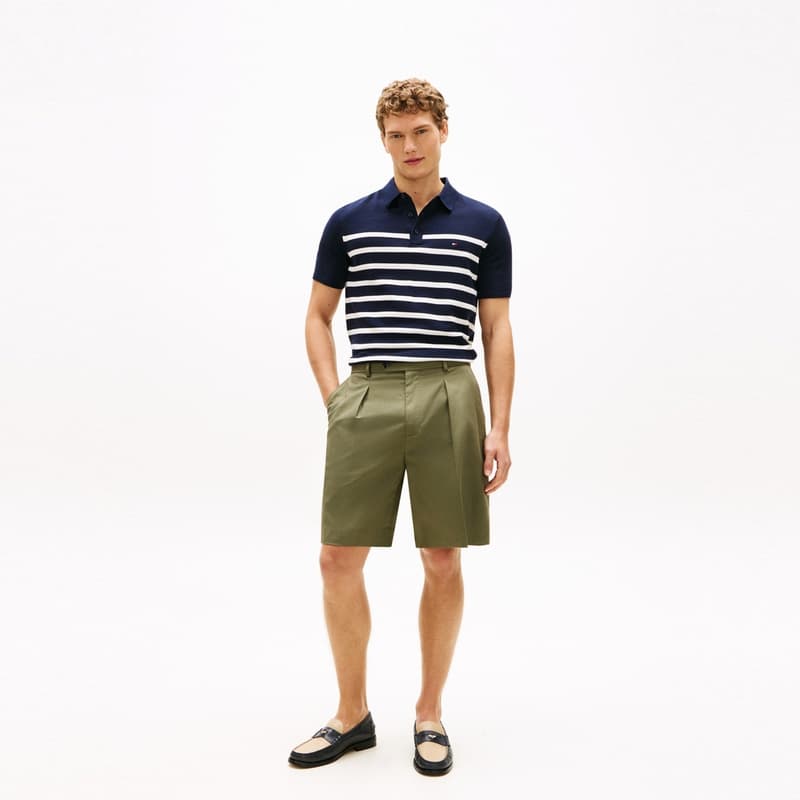 Tommy Hilfiger Темно-синий синий белый полосы 0A4 мужской трикотаж - изображение 5