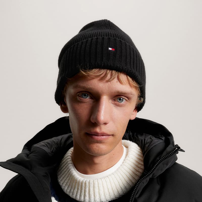 Шапка Tommy Hilfiger Плюш с кольцевым рисунком Хлопок + спандекс Смесь Шапки-бини Мужской Черный - изображение 9