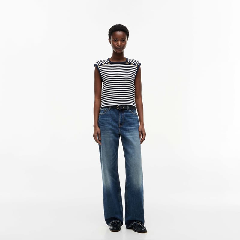 Кофта Tommy Hilfiger Темно-синий синий белый полосы 0X8 женский трикотаж - изображение 5