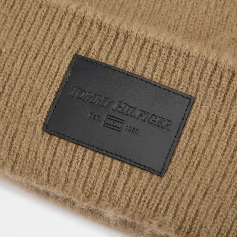 Шапка Tommy Hilfiger Шапка-бини из овечьей шерсти Мужская Хаки - изображение 3