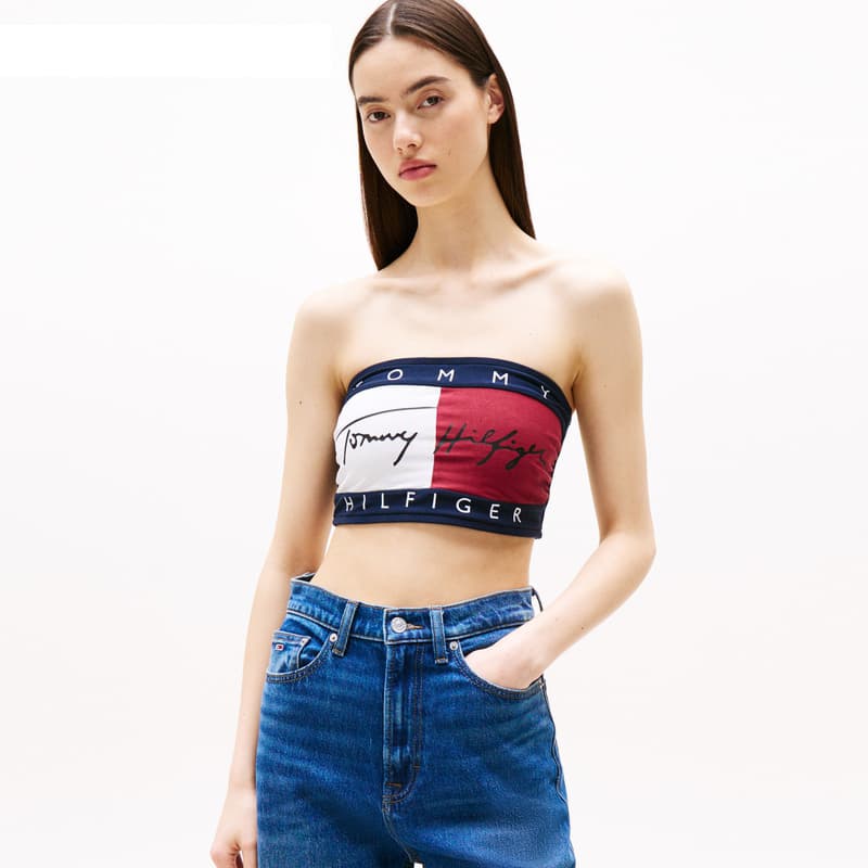 Tommy Hilfiger Без бретелей Топ Женский Белый Красный Темно-синий C1G - изображение 5