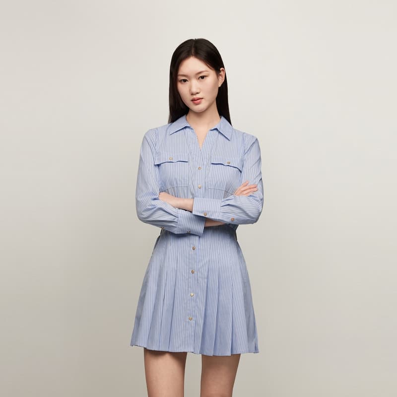 Платье Tommy Hilfiger Длинное платье с длинными рукавами женское синий и белый - изображение 3