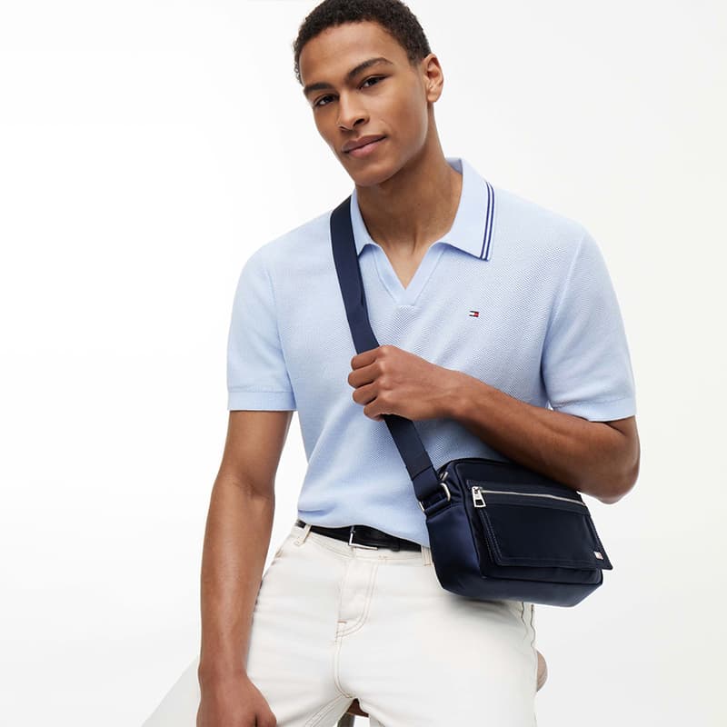 Сумка через плечо Tommy Hilfiger Нейлоновая сумка через плечо среднего размера мужская темно-синяя - изображение 7