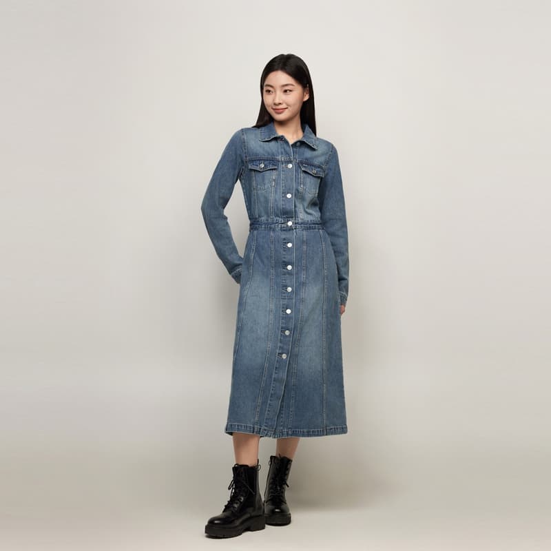 Платье Tommy Hilfiger Длинное платье с длинными рукавами для женщин - изображение 6
