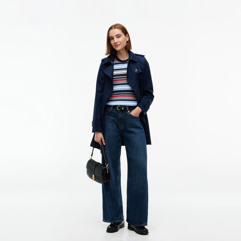 Кофта Tommy Hilfiger Синий Серый Многоцветные Полосы 0CX Женский Трикотаж - изображение 7