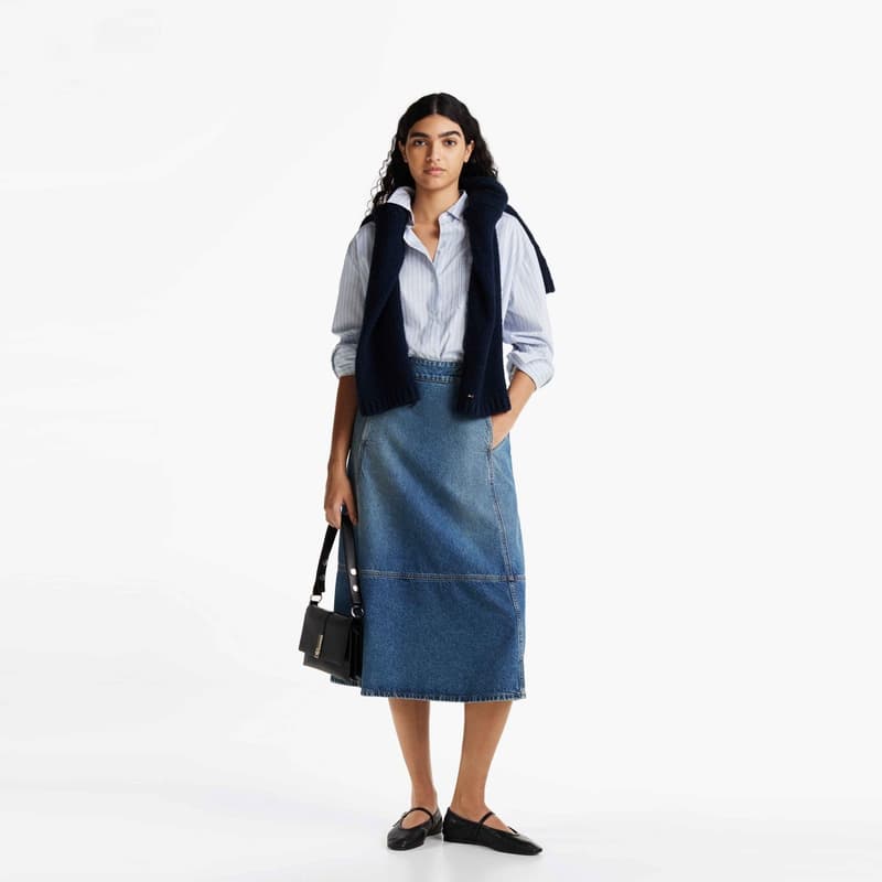Tommy Hilfiger Джинсовая Длинная Юбка Женская Синяя - изображение 6