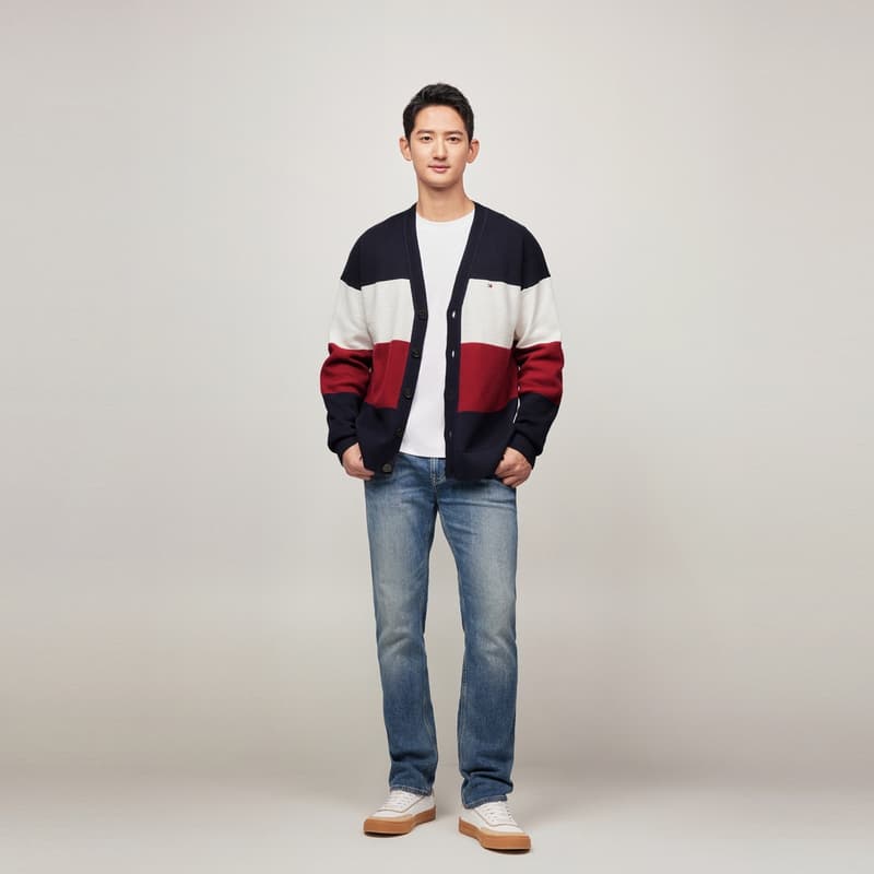 Tommy Hilfiger Трикотаж Мужской Темно-синий Красно-белый - изображение 5