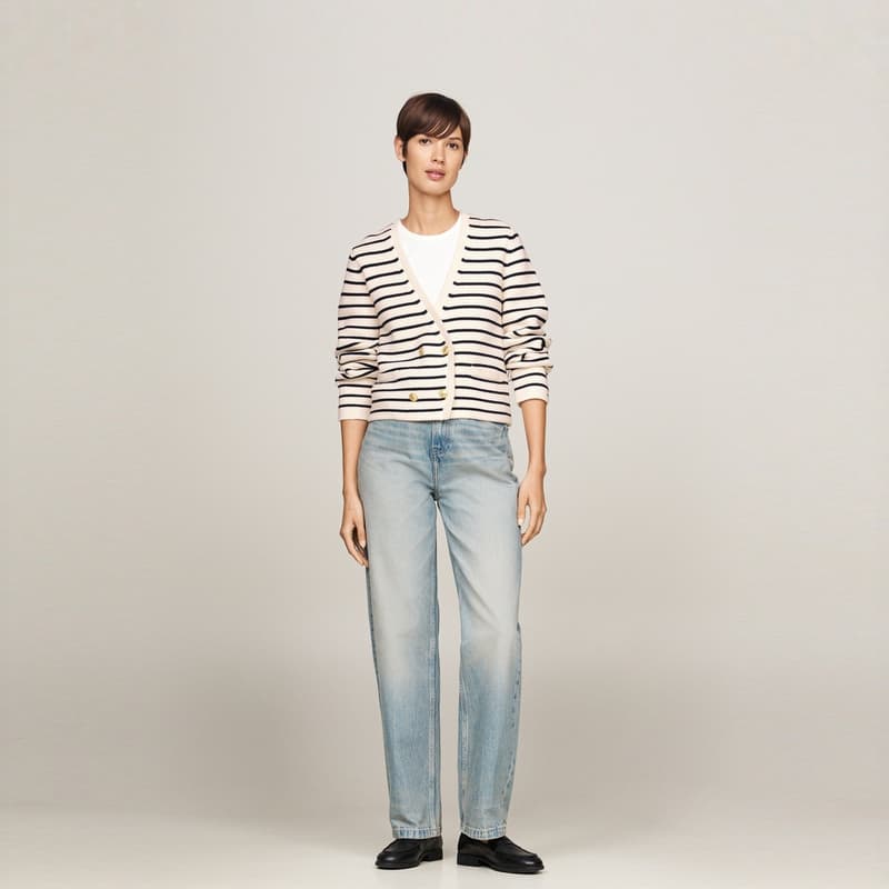 Кофта Tommy Hilfiger Трикотаж Женский Бежевый Белый Черный Полосы - изображение 5